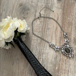pink and silver pendant statement necklace